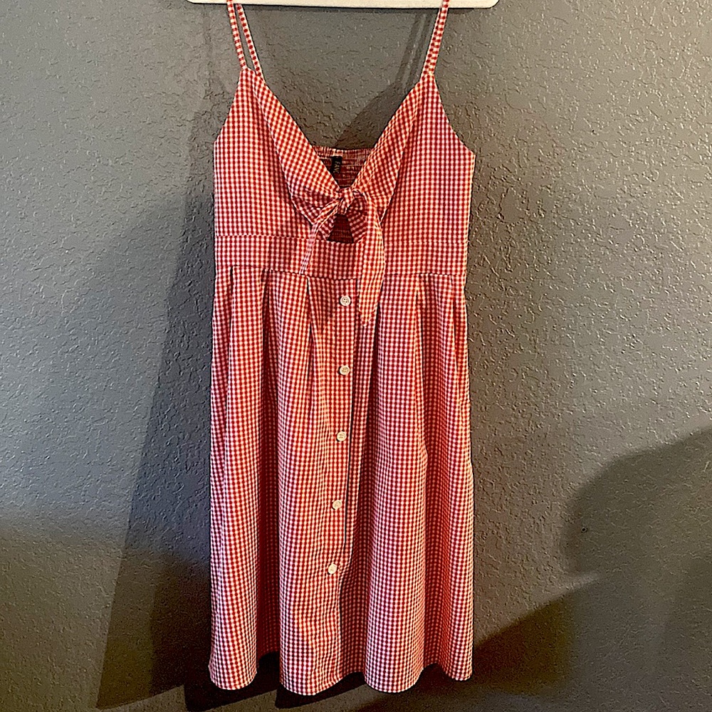 Vintage style gingham Midi Dress in Red